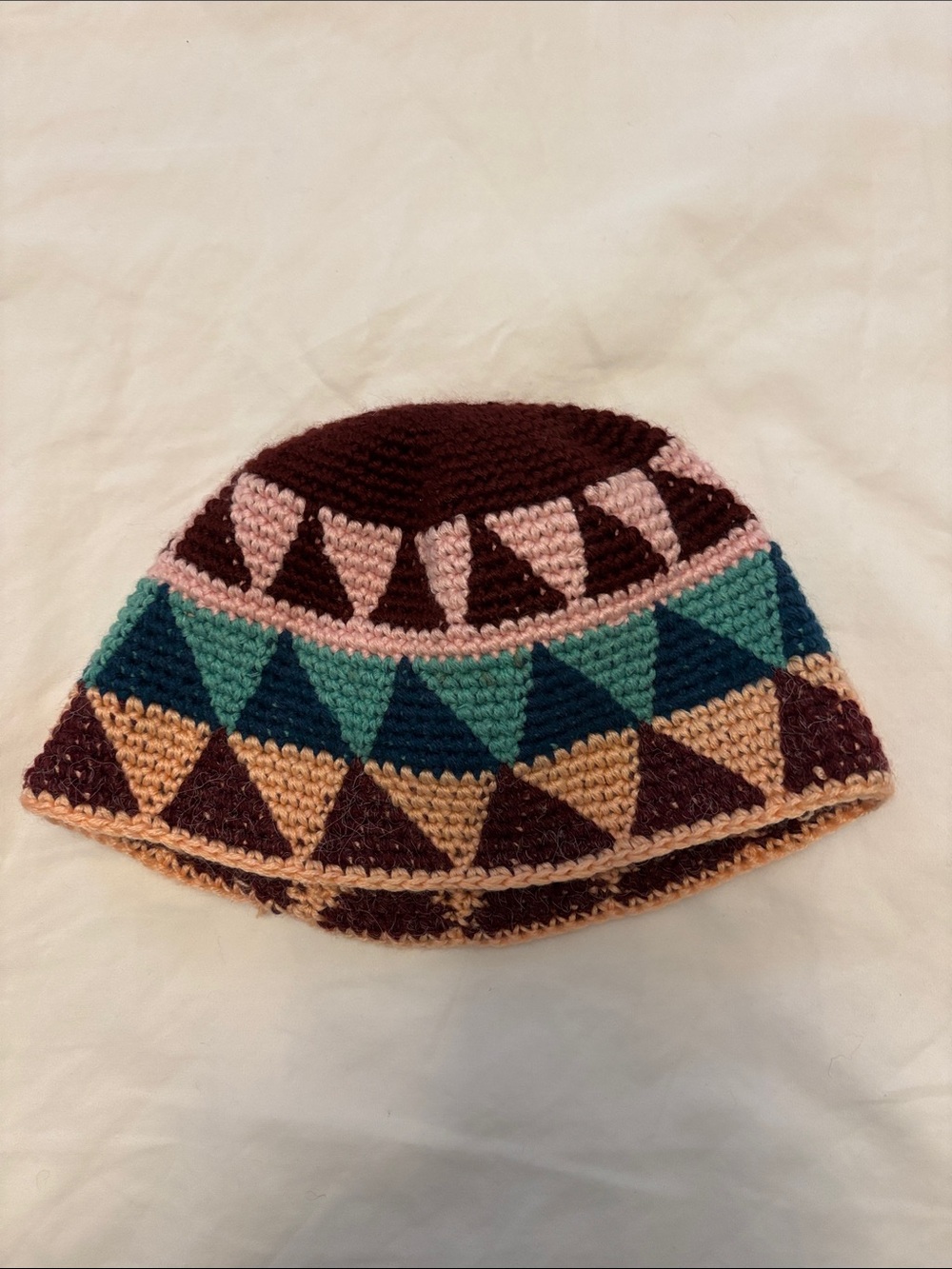 Crocheted Triangle Pattern Bucket Hat - Multi-Color - Picture 3 of 4